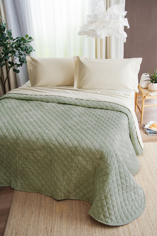 Trapuntino leggero in Percalle di Puro Cotone - Essenza Floreale - Salvia