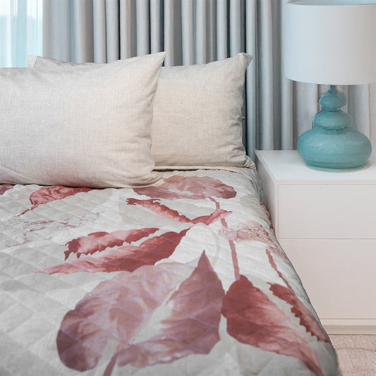 Trapuntino leggero in Percalle di Puro Cotone - Botanic Chic - Rosa