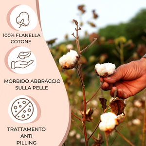 Set Lenzuola Matrimoniali - Flanella di Puro Cotone  - Margherita Tortora