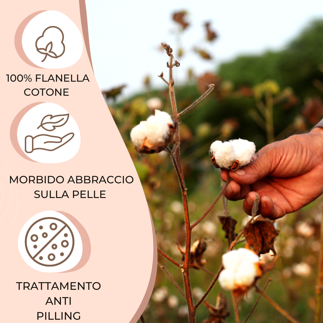 Set Lenzuola Singolo Flanella di Puro Cotone  - Falso Unito Beige
