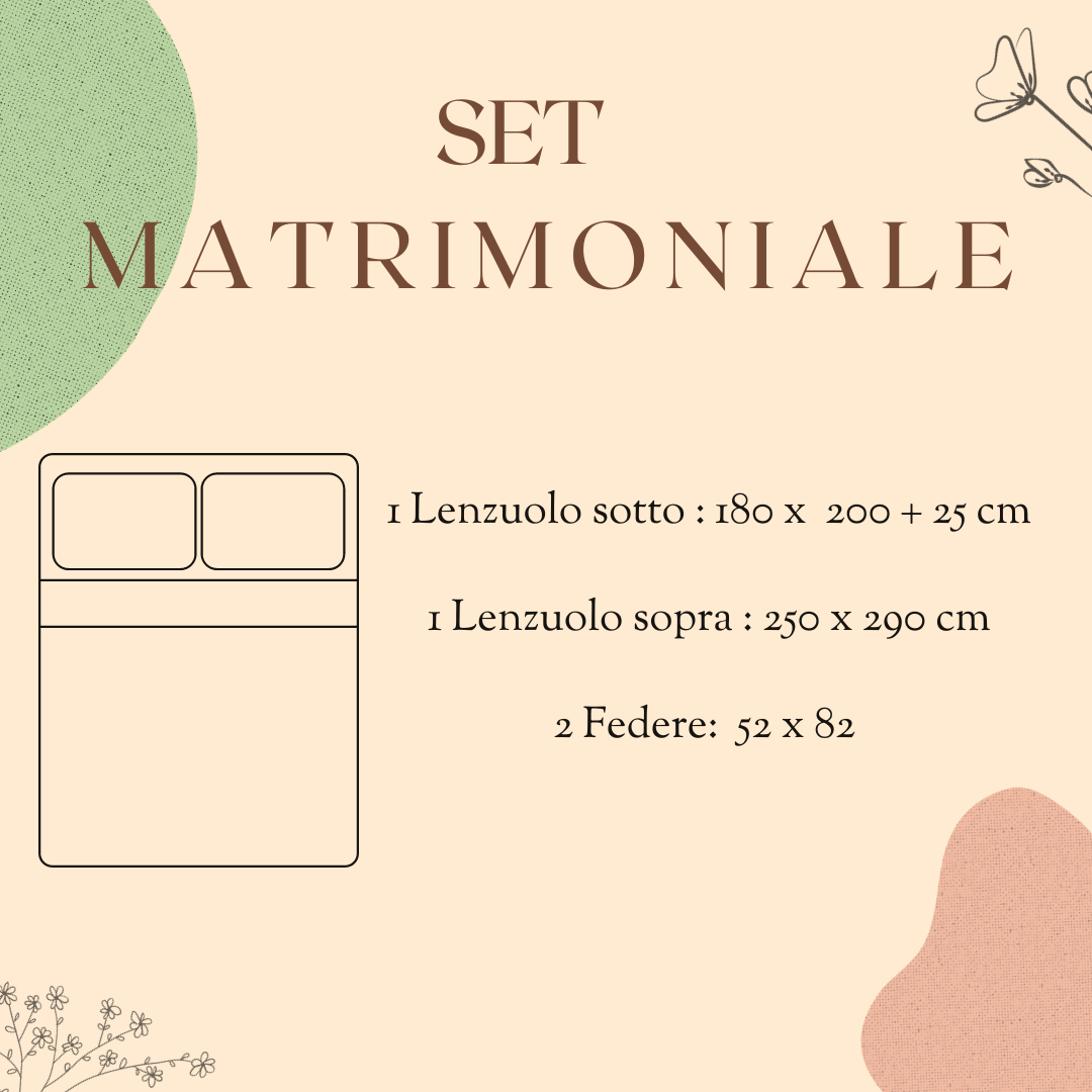 Set Lenzuola Matrimoniali - Flanella di Puro Cotone  - Margherita Tortora