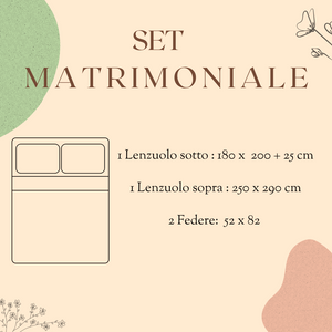 Set Lenzuola Matrimoniali - Flanella di Puro Cotone  - Margherita Tortora