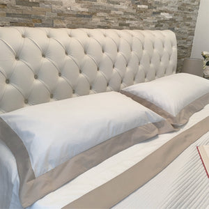 Luxury - Artigianato Fiorentino - Set Lenzuola Una Piazza e Mezzo Percalle - 100% cotone - Balza in raso - Tortora