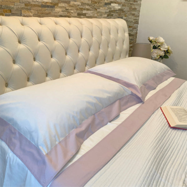 Luxury - Artigianato Fiorentino - Set Lenzuola Una Piazza e Mezzo Percalle - 100% cotone - Balza in raso - Rosa