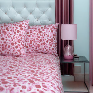 Set Lenzuola Matrimoniali - Flanella di Cotone  - Pois Rosa
