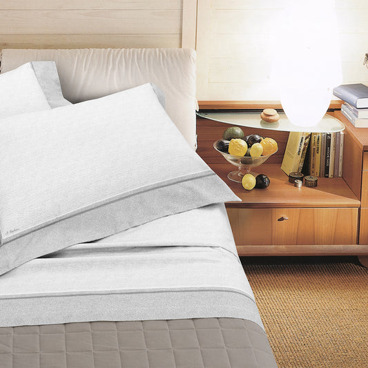 Carlucci - Lenzuola Matrimoniali Flanella di Puro Cotone - Artigianato Fiorentino - Beatrice Grigio