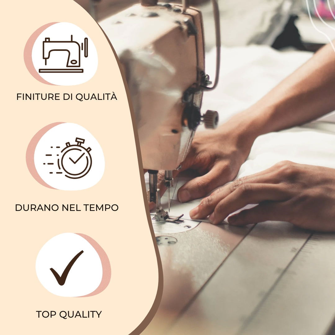 Luxury - Artigianato Fiorentino - Set Lenzuola Una Piazza e Mezzo Percalle - 100% cotone - Balza in raso - Tortora