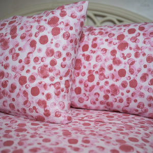 Set Lenzuola Matrimoniali - Flanella di Cotone  - Pois Rosa