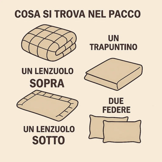 Kit Primavera/Autunno- Trapuntino 100gr in Percalle di Puro Cotone  + Lenzuolo Matrimoniale Copriletto in Percalle di Puro Cotone -  Botanic Chic Rame