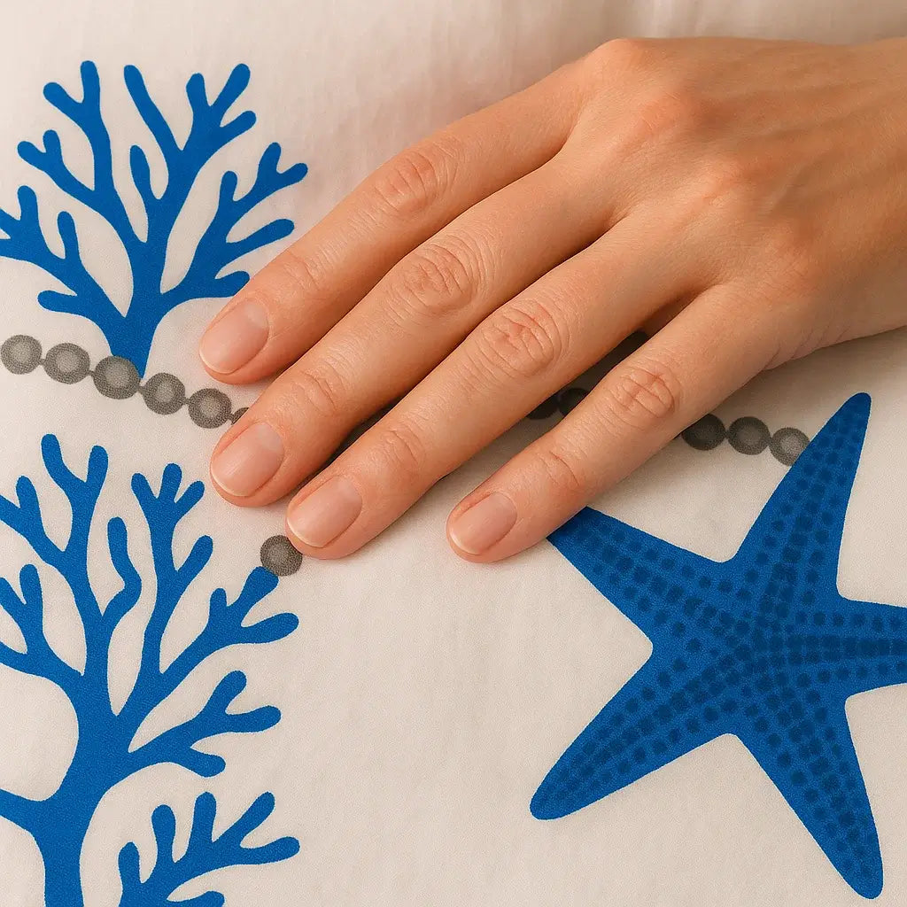 Completo Lenzuola Copriletto in Cotone Percalle Matrimoniale – Lusso e Qualità Artigianale Italiana - Corallo - Blu
