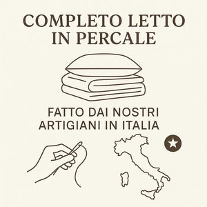 Parure Copripiumino in Cotone Percalle Matrimoniale – Lusso e Qualità Artigianale Italiana  - Corallo - Rosso