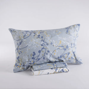 Set Lenzuola Singolo - Flanella di Puro Cotone  - Queen - Avio