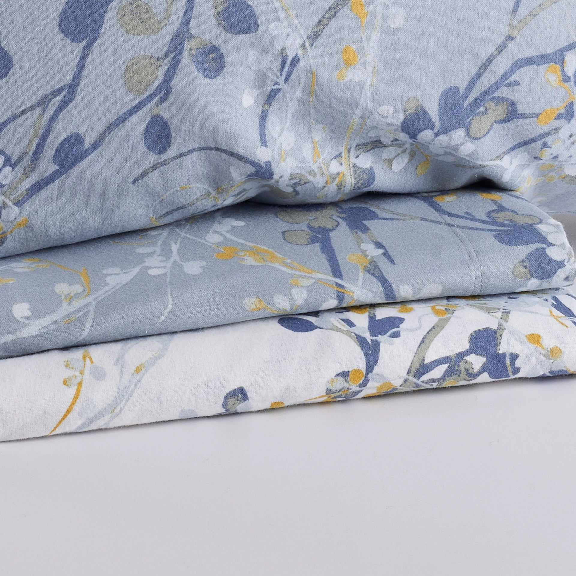 Set Lenzuola Singolo - Flanella di Puro Cotone  - Queen - Avio