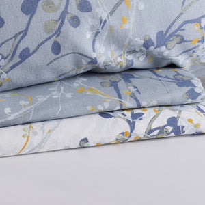 Set Lenzuola Singolo - Flanella di Puro Cotone  - Queen - Avio