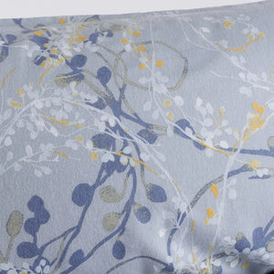 Set Lenzuola Singolo - Flanella di Puro Cotone  - Queen - Avio