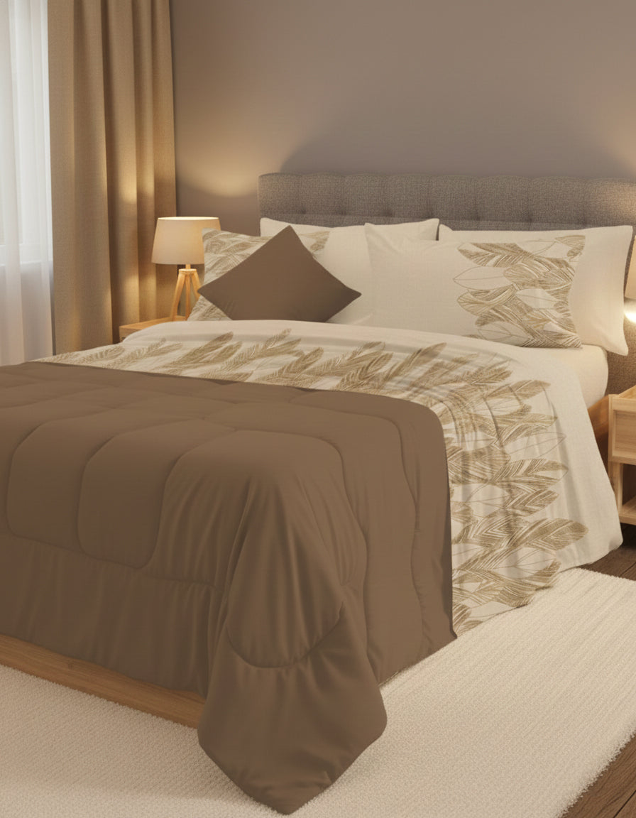 Set Lenzuola Matrimoniali - Flanella di Puro Cotone  - Montreal - Oro