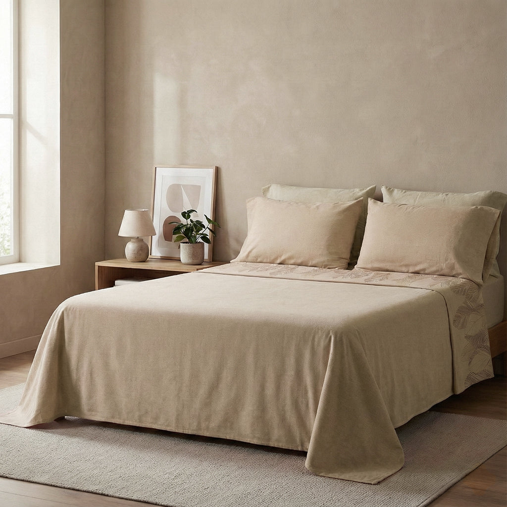 Set Lenzuola Singolo - Flanella di Puro Cotone  - Montreal - Gold