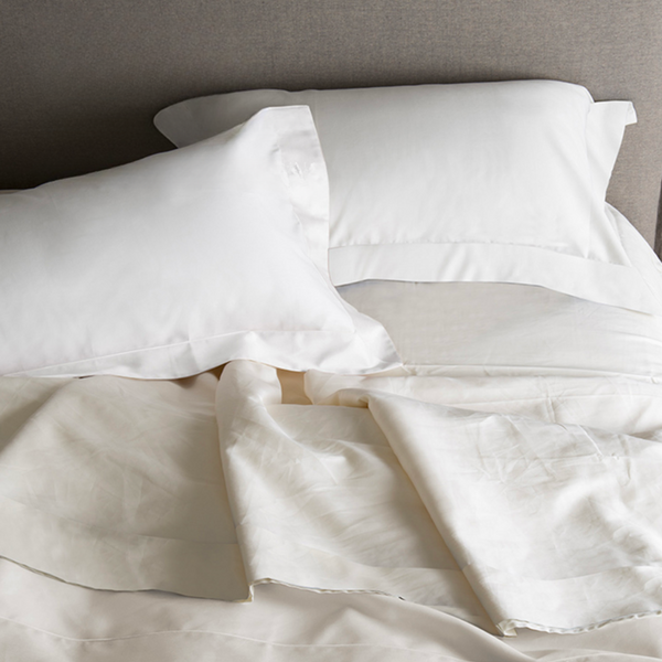 Luxury - Completo Lenzuola  in Cotone Percalle Matrimoniale  – Lusso e Qualità Artigianale Italiana - 500 fili  - Bianco