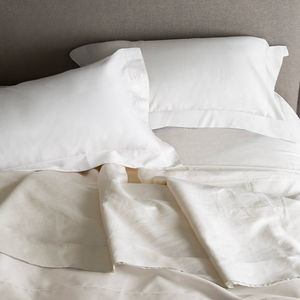 Luxury - Completo Lenzuola  in Cotone Percalle Matrimoniale  – Lusso e Qualità Artigianale Italiana - 500 fili  - Bianco